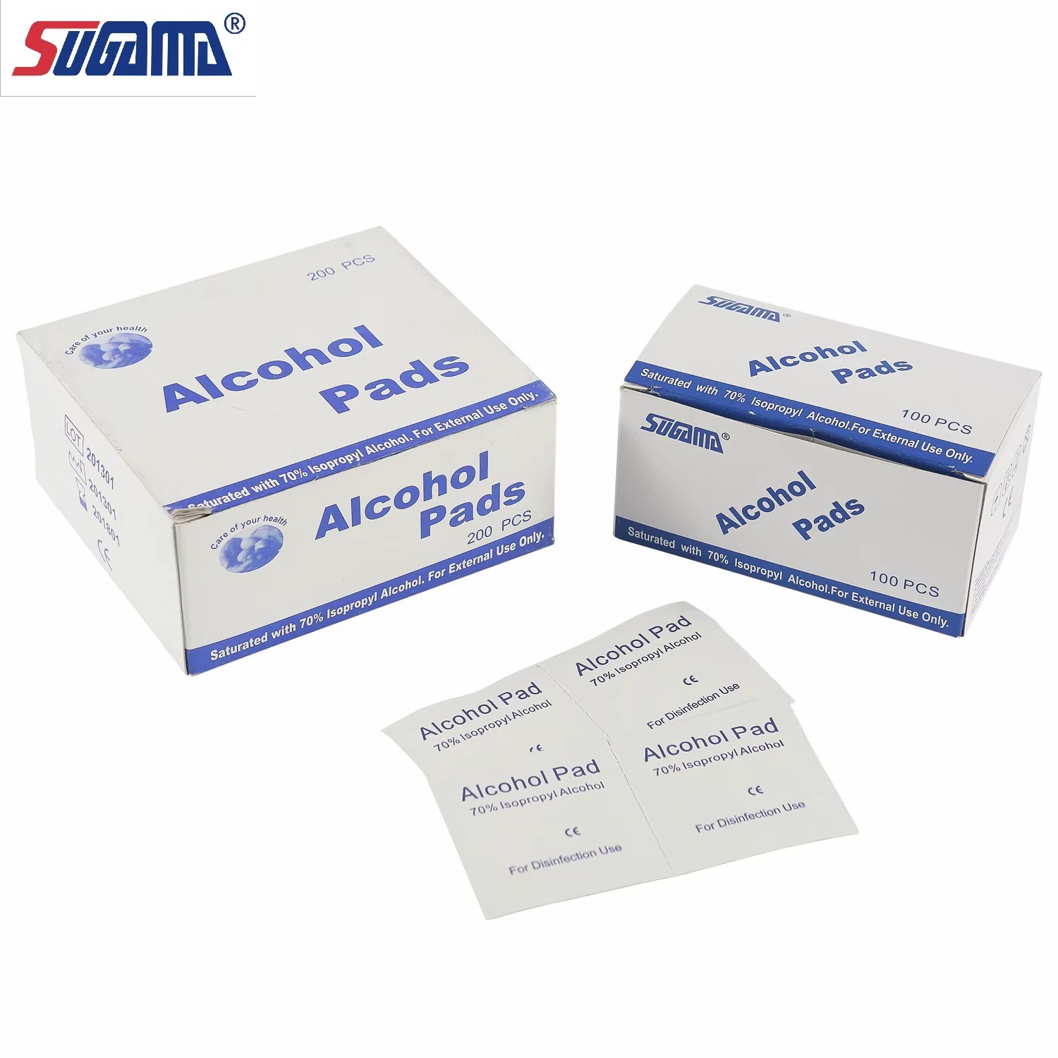 Custom Logo Disposable 70% Isopropyl Alcohol Prep Pads for Clean Skin 100PCS Per Box