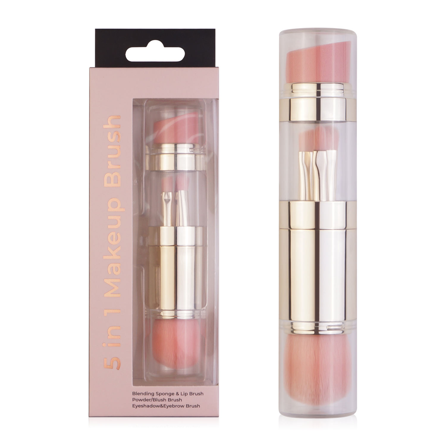 New Portable Makeup Brush Set 5 in 1 for Foundation Blusher Eyebrow Lips Cosmetics