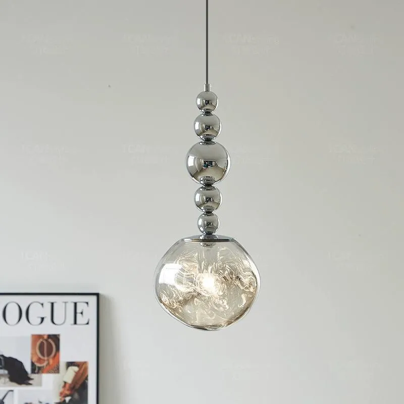 Unique Glass Sphere Chandelier Stylish Bead Chain Pendant Light