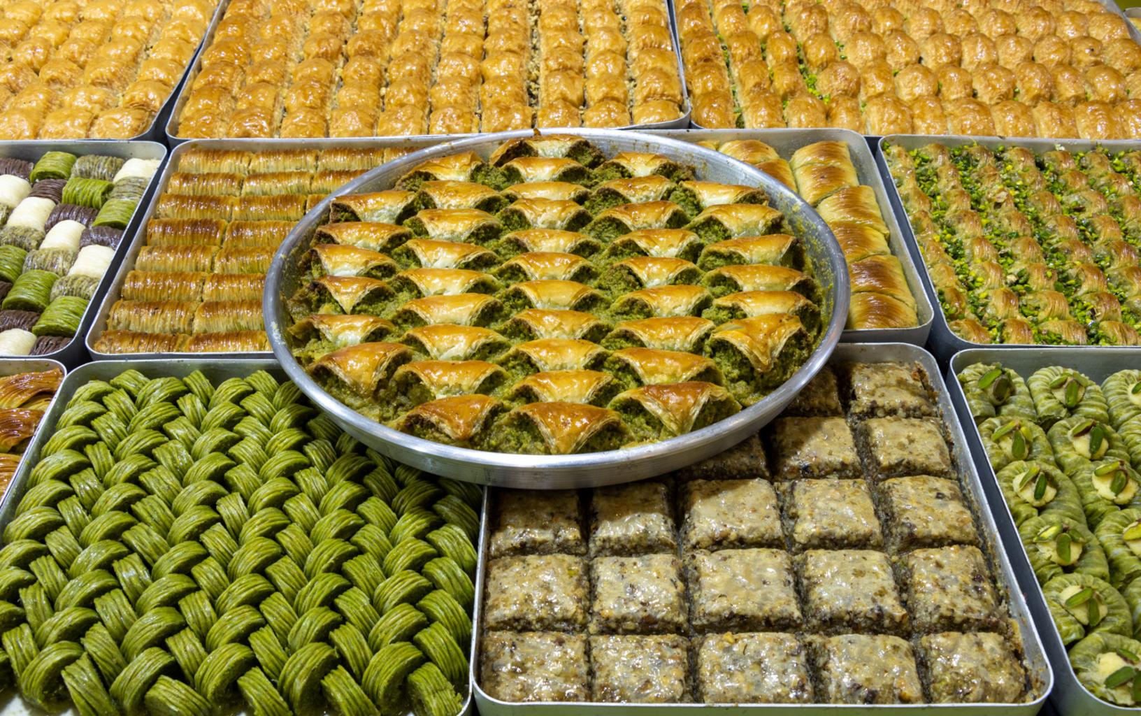 Piece Assorted Baklava, Pistachio and Almond Pastry
